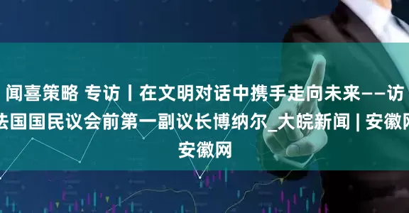 闻喜策略 专访丨在文明对话中携手走向未来——访法国国民议会前第一副议长博纳尔_大皖新闻 | 安徽网